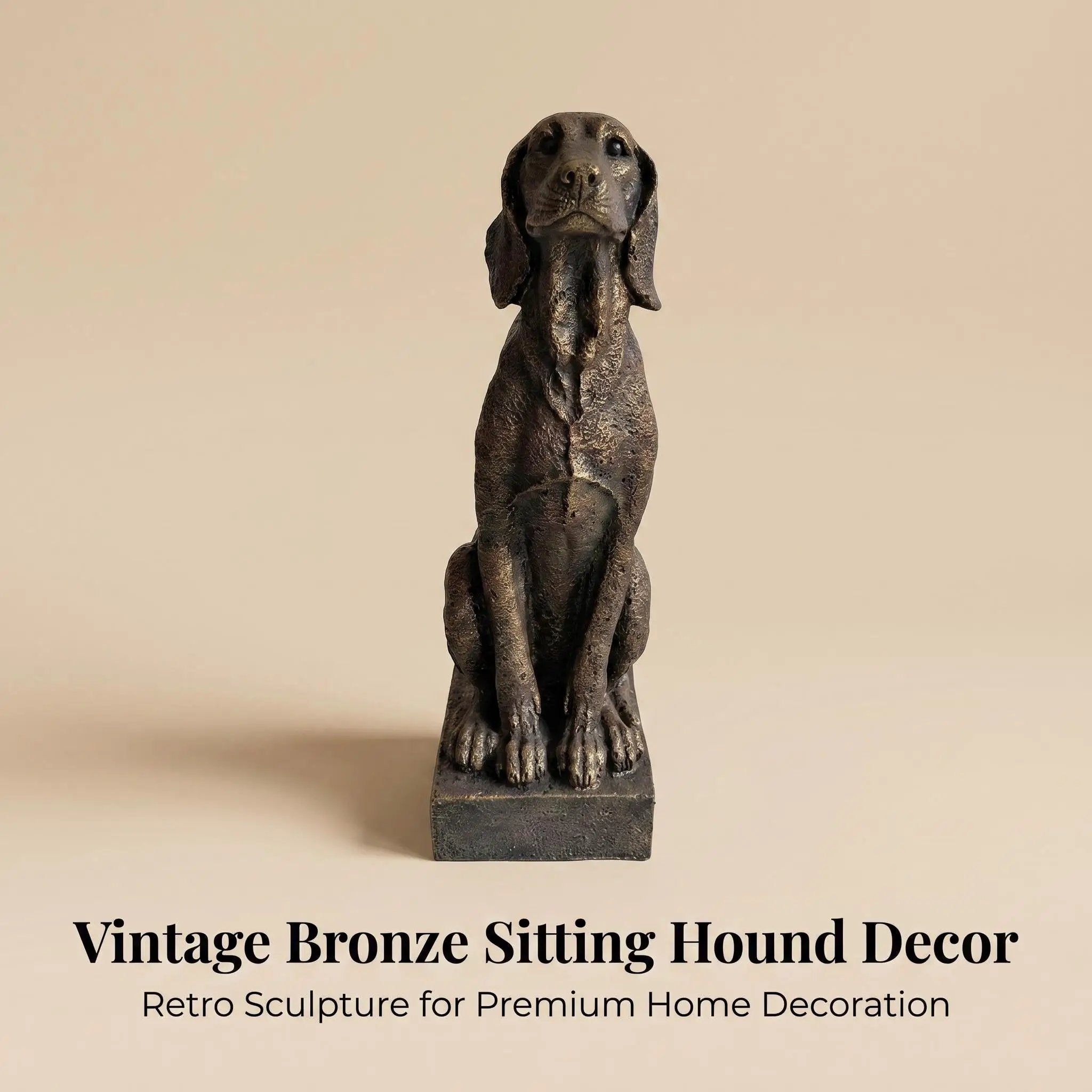 Vintage Bronze Sitting Hound Dog Statue by HouseOfZazla