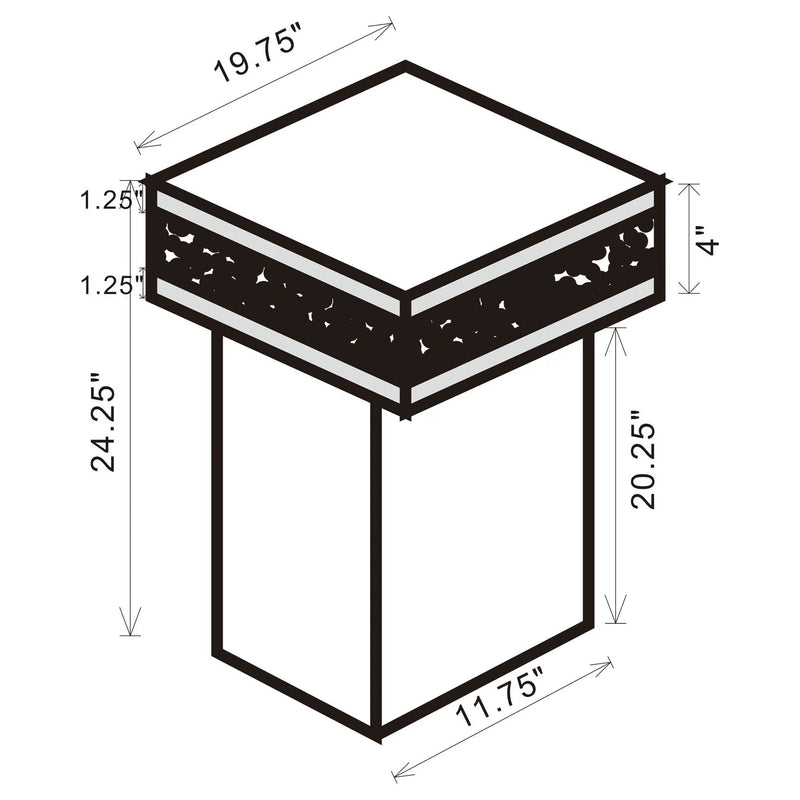 Elora Square Mirrored Accent Side Table Silver by Unique Piece Furniture