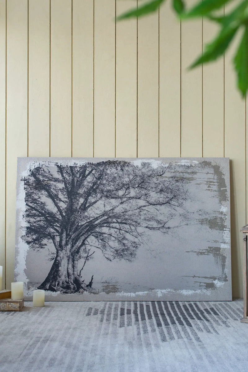 Large Arboreal Shelter Canvas Art Print, Traditional Style Floral Wall Art, Home Decor Accent Piece - Gray / White Matte by HouseOfZazla