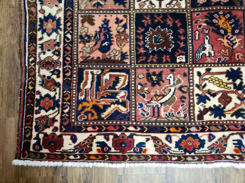 Antique Persian Bakhtiari Rug circa 1920s, Kheshti Panel Design, Wool, Hand-Knotted, 5'3" x 10' by Jewel Rugs
