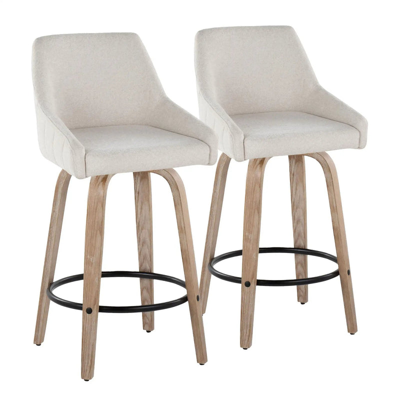 Hannah - Transitional Fixed Height Counter Stool With Swivel With Round Footrest (Set of 2) by Unique Piece Furniture