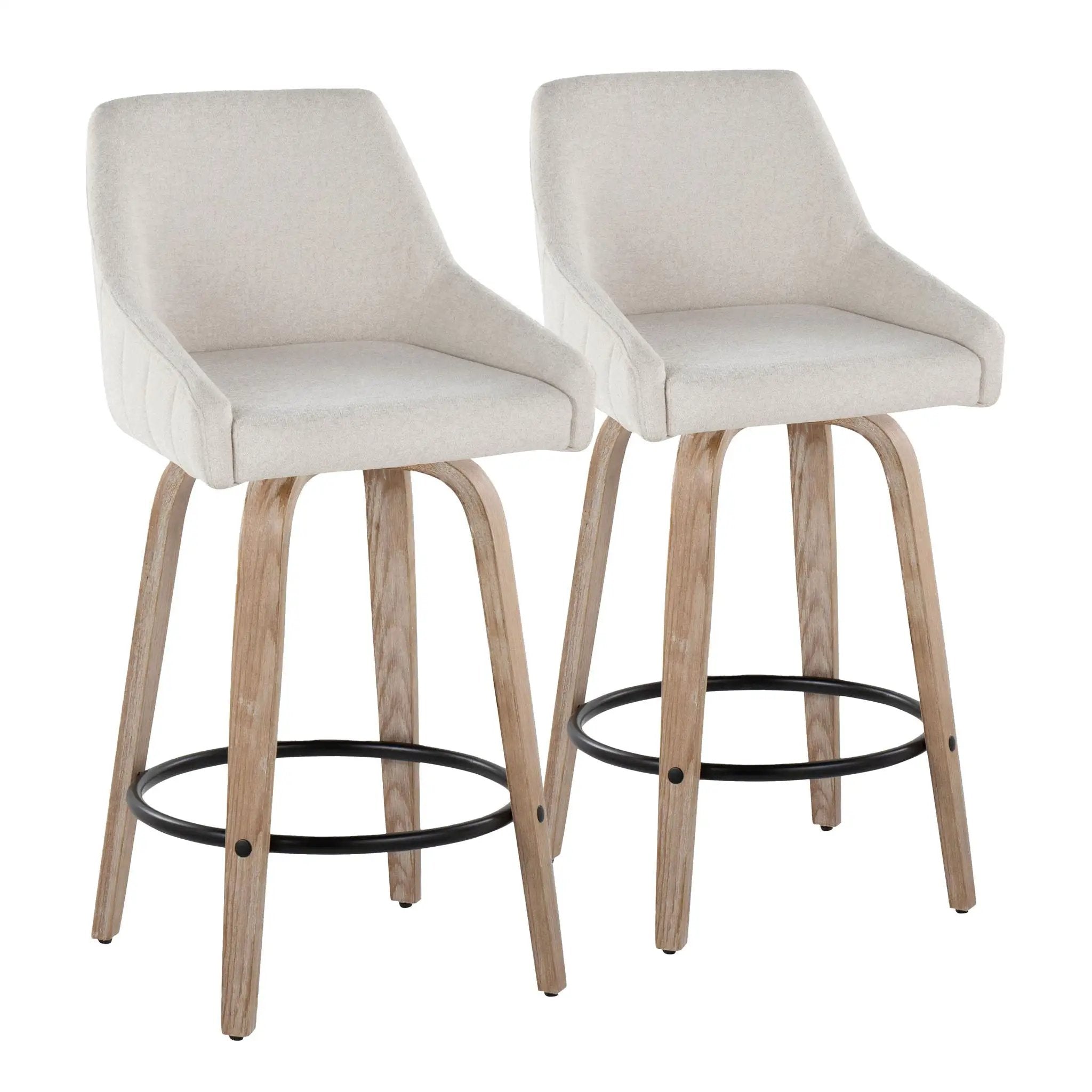 Hannah - Transitional Fixed Height Counter Stool With Swivel With Round Footrest (Set of 2) by HouseOfZazla