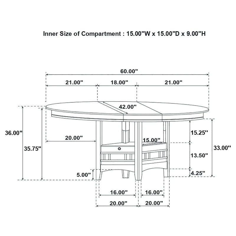 Lavon Oval 60-inch Counter Height Extension Dining Table Chestnut by Unique Piece Furniture