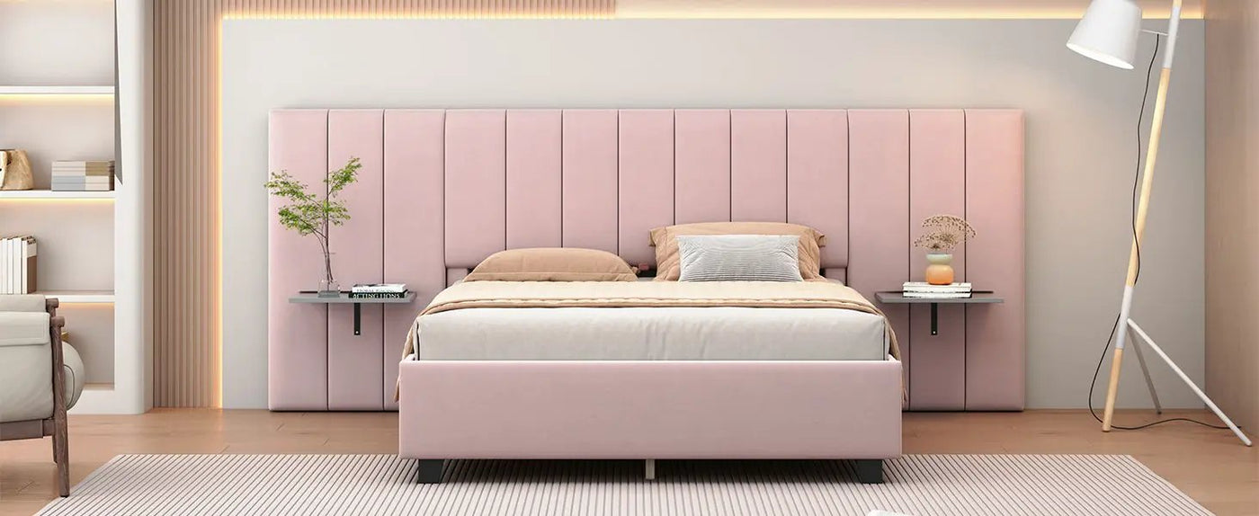Upholstered Platform Bed With Big Headboard by HouseOfZazla