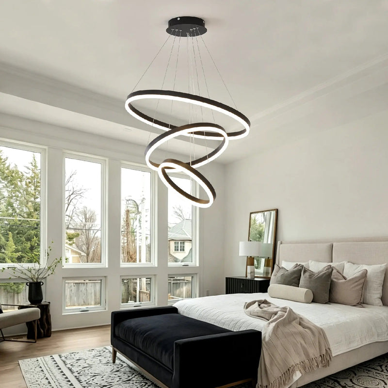 Modern 3 Rings Chandelier with Remote Control by HouseOfZazla