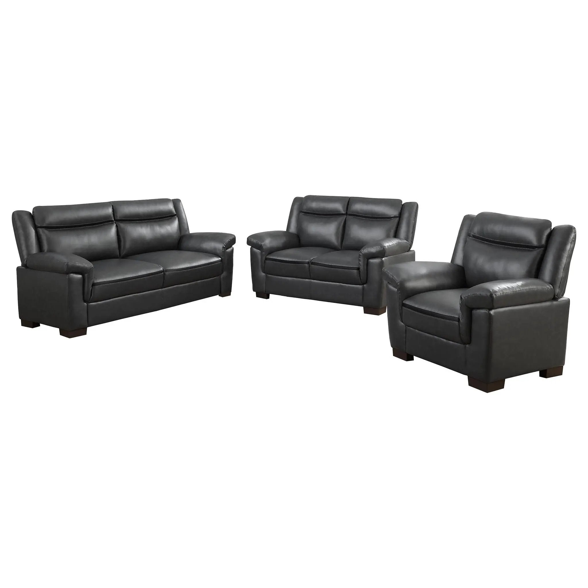 Arabella 3-piece Upholstered Padded Arm Sofa Set Grey by Unique Piece Furniture