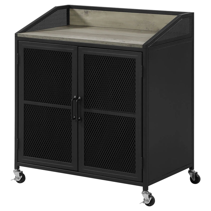 Arlette - 2 Door Mobile Home Bar Wine Cabinet With Smooth Rolling Casters - Black by HouseOfZazla