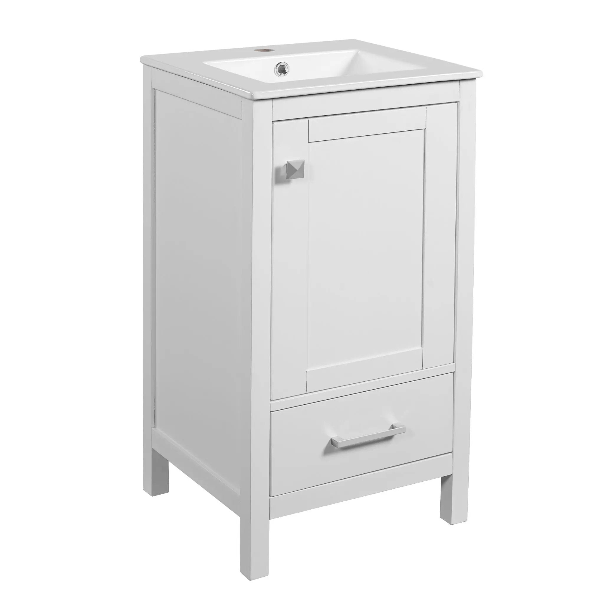 Bathroom Vanity With Ceramic Sink, Soft Close Drawers, Door Organizer, Divider Drawer, Adjustable Foot Pads by HouseOfZazla