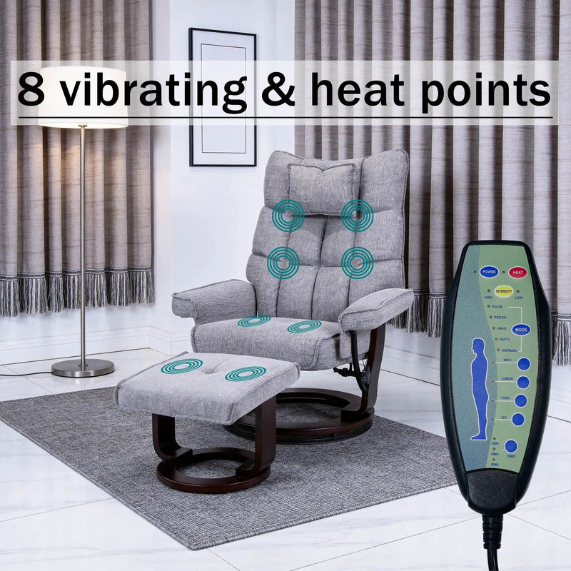 8-Point Massage Recliner with Ottoman by HouseOfZazla