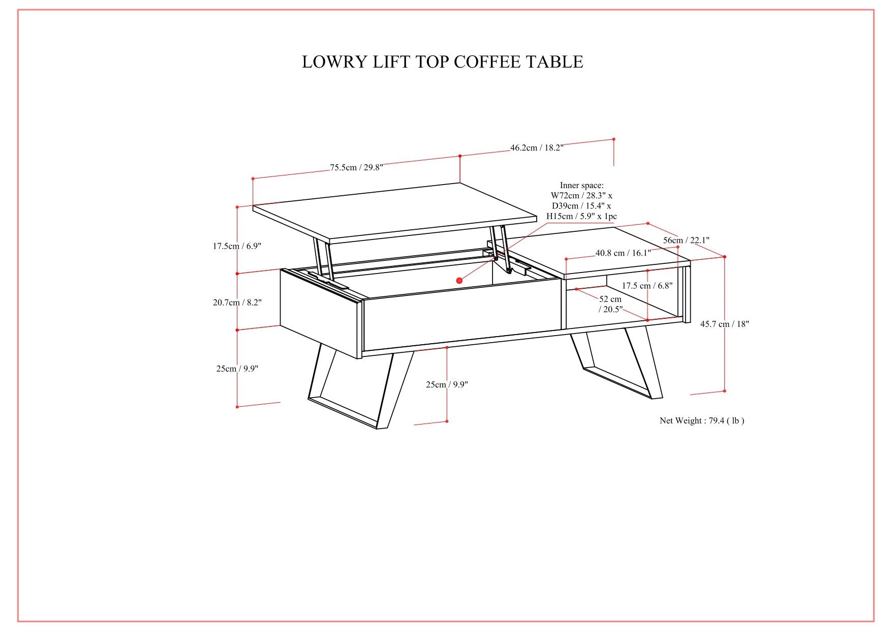 Lowry - Lift Top Coffee Table - Distressed Charcoal Brown by HouseOfZazla