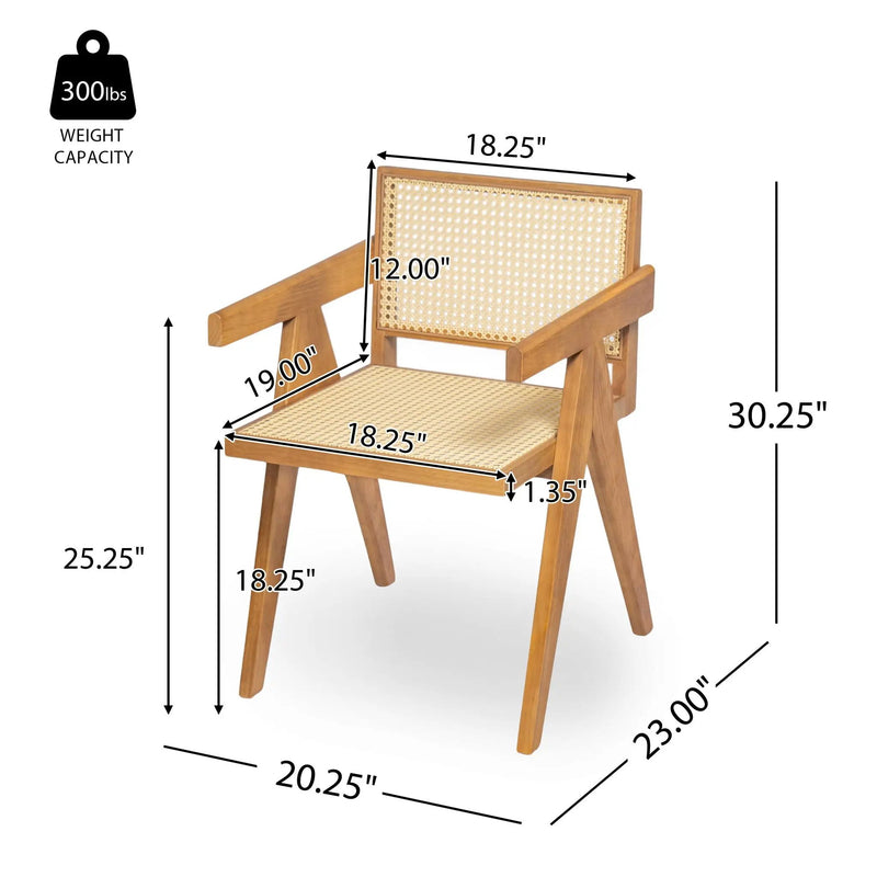 Chandigarh Arm Dining Chair With Natural Cane Design (Set of 2) by HouseOfZazla