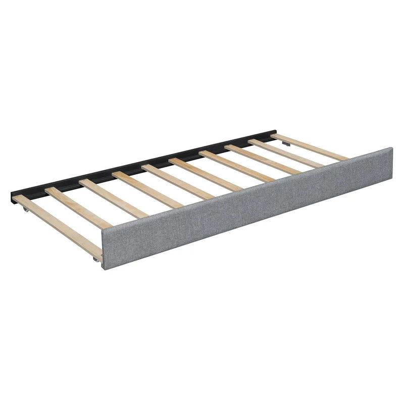 Upholstered Platform Bed With Reading Lights, Drawers, Trundle And Shelves by HouseOfZazla