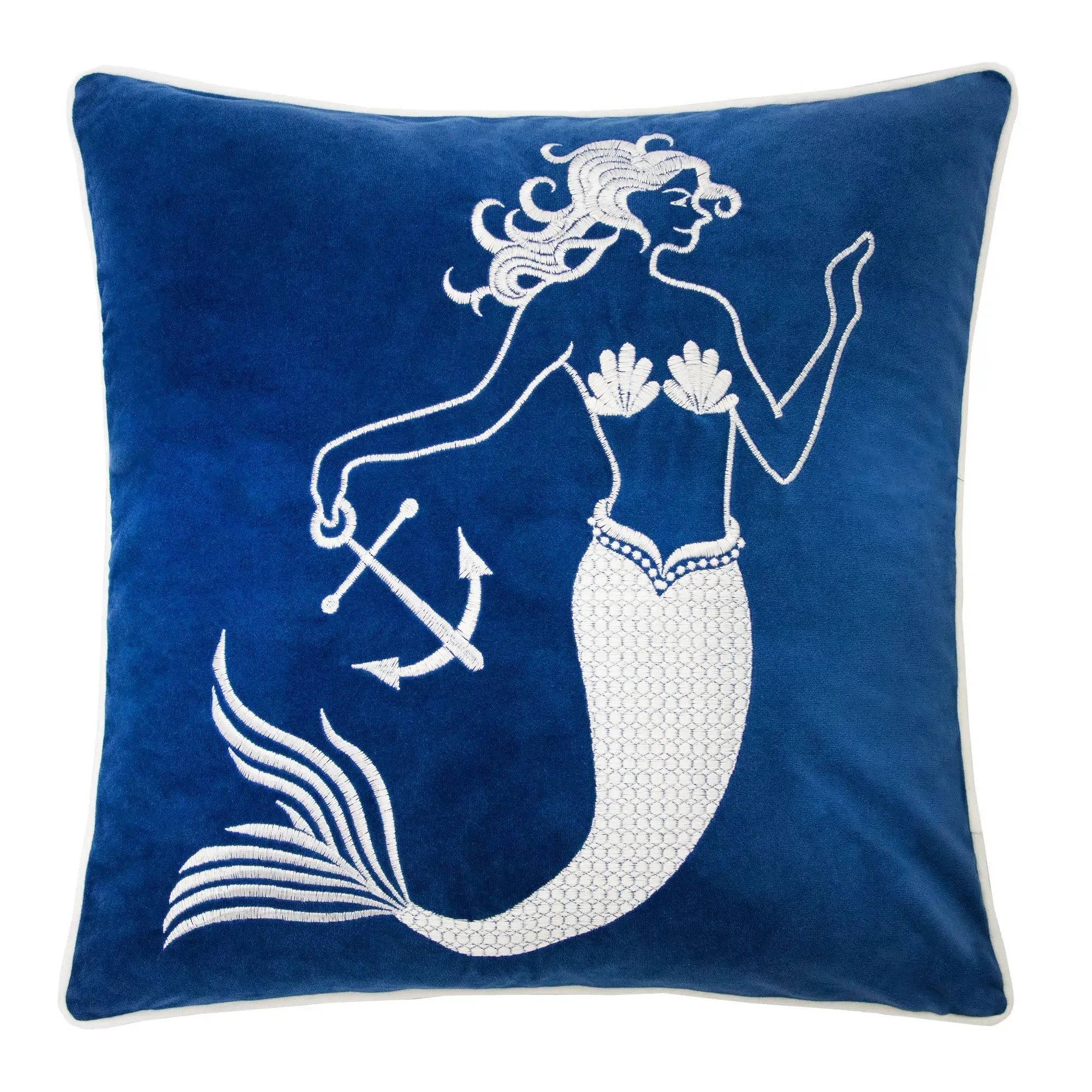 Liz Mermaid Pillow Cover With Matching Back And Hidden Zipper - Indigo by HouseOfZazla