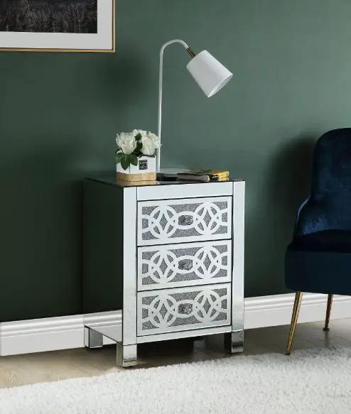 Noralie - Accent Table With 3 Drawers - Mirrored & Faux Diamonds by Unique Piece Furniture