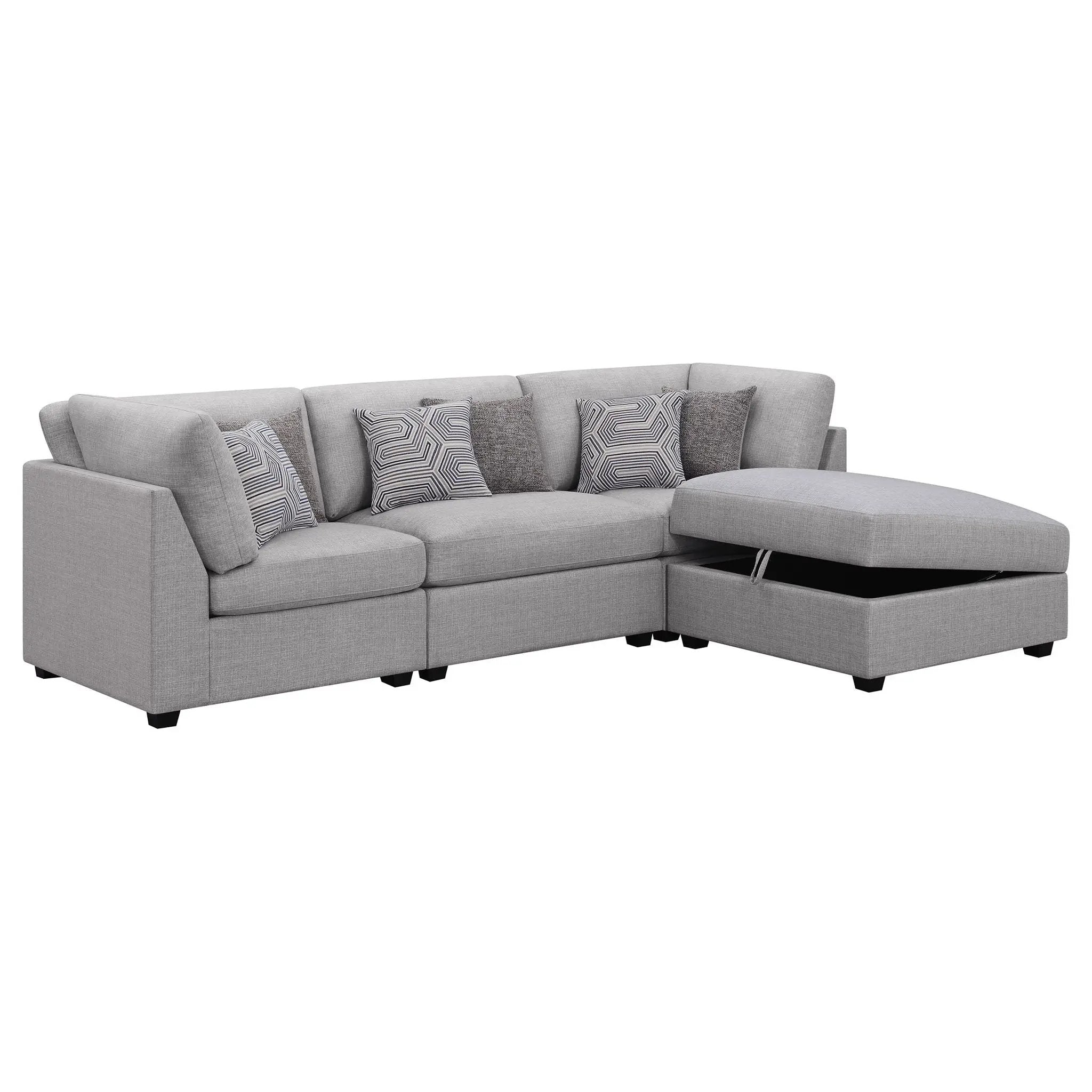 Cambria 4-piece Upholstered Modular Sectional Sofa Grey by Unique Piece Furniture