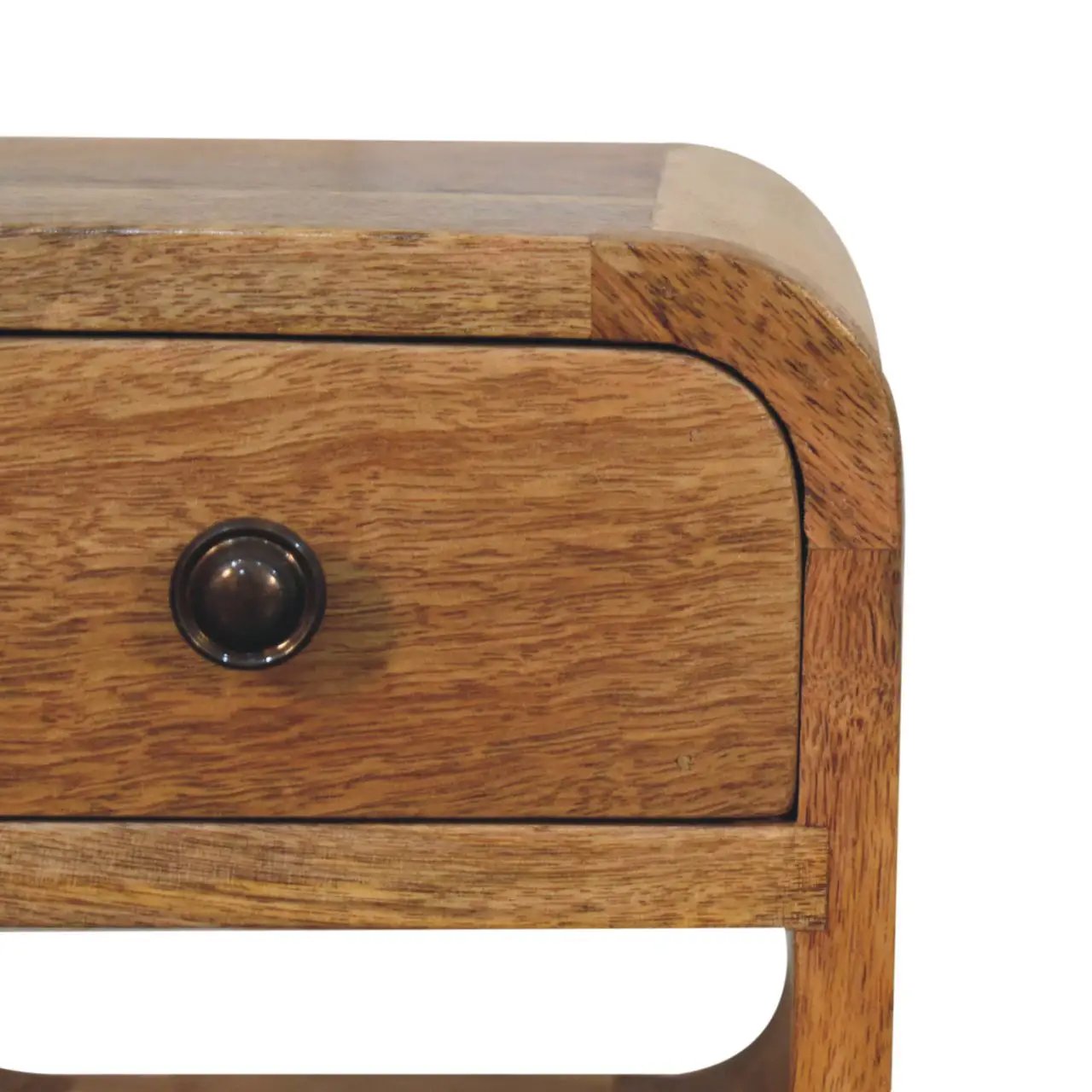 Solid Wood Extra Mini Oak-ish Curve Lower Bedside Table by HouseOfZazla