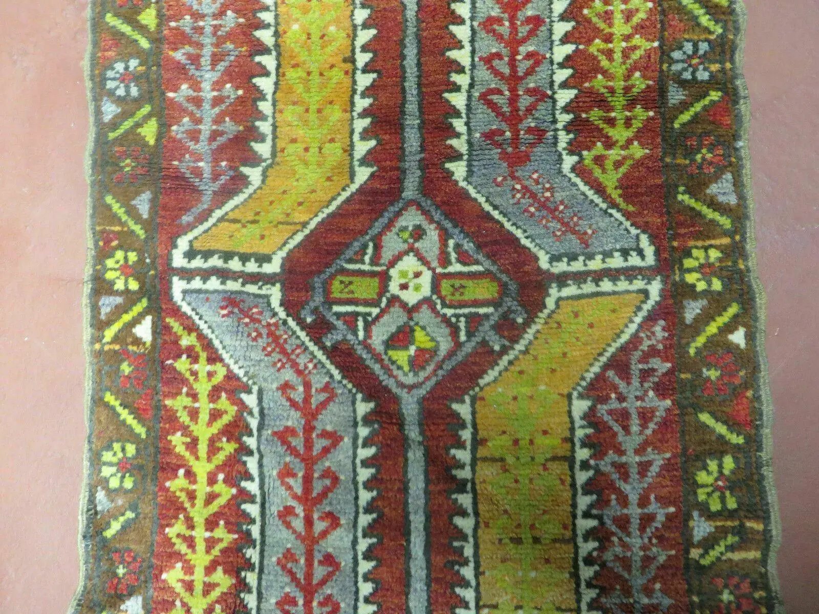 Small Turkish Yastik Rug 1.9 x 2.10, Antique Handmade Oushak Carpet by Jewel Rugs
