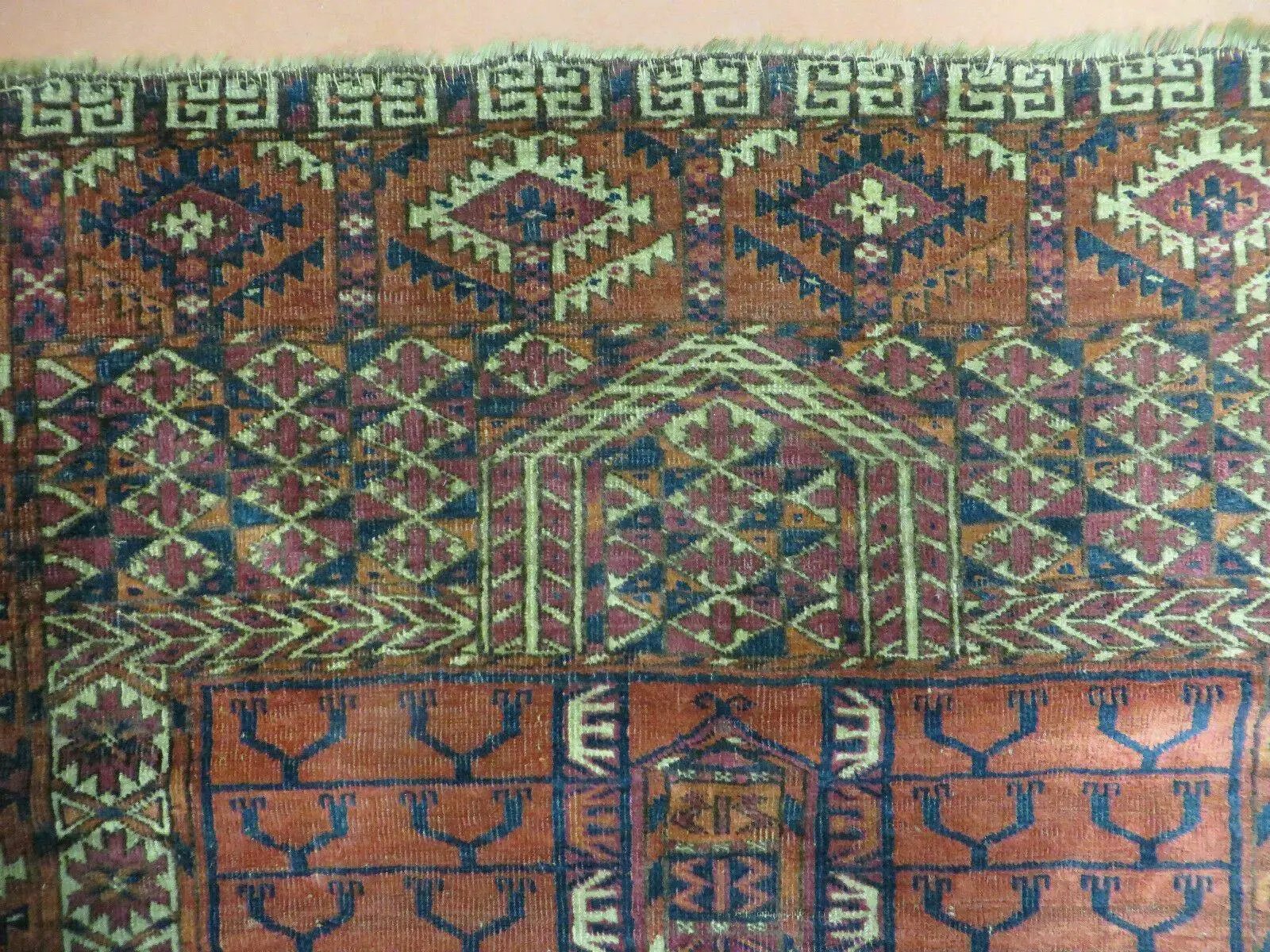 Antique Turkoman Ensi Wool Rug 4x5 by Jewel Rugs