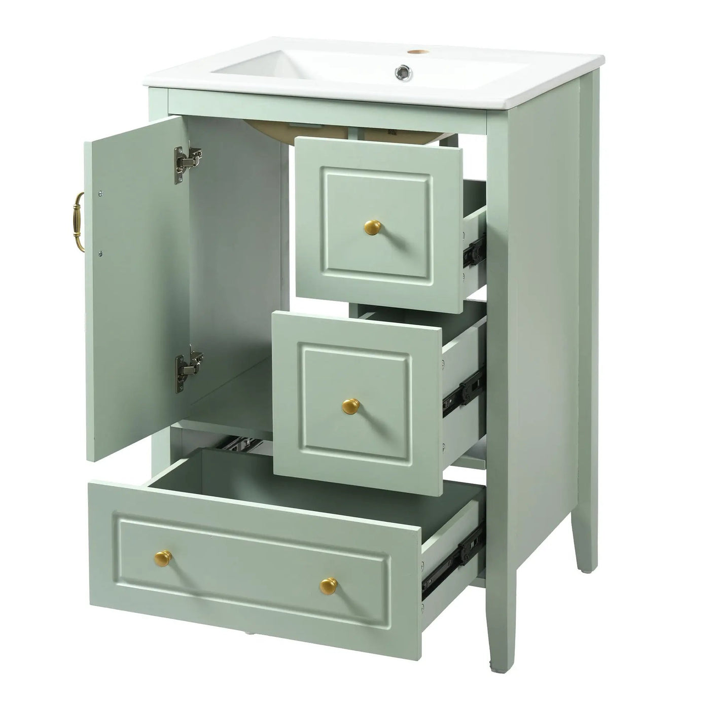 Retro Bathroom Vanity With Sink, Soft Closing Cabinet & Drawers by HouseOfZazla