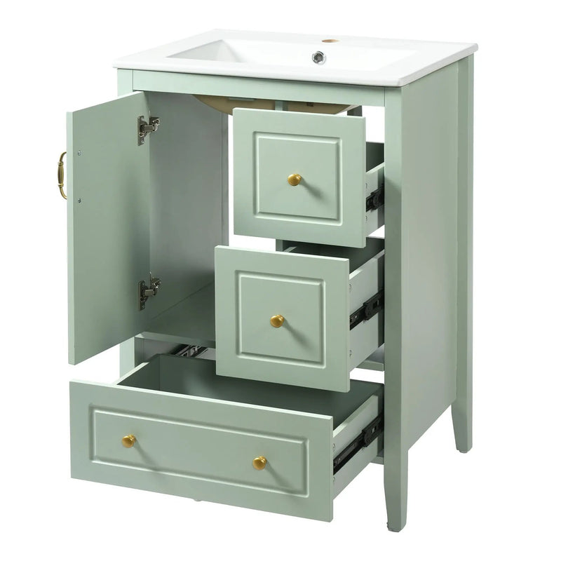 Retro Bathroom Vanity With Sink, Soft Closing Cabinet & Drawers by HouseOfZazla