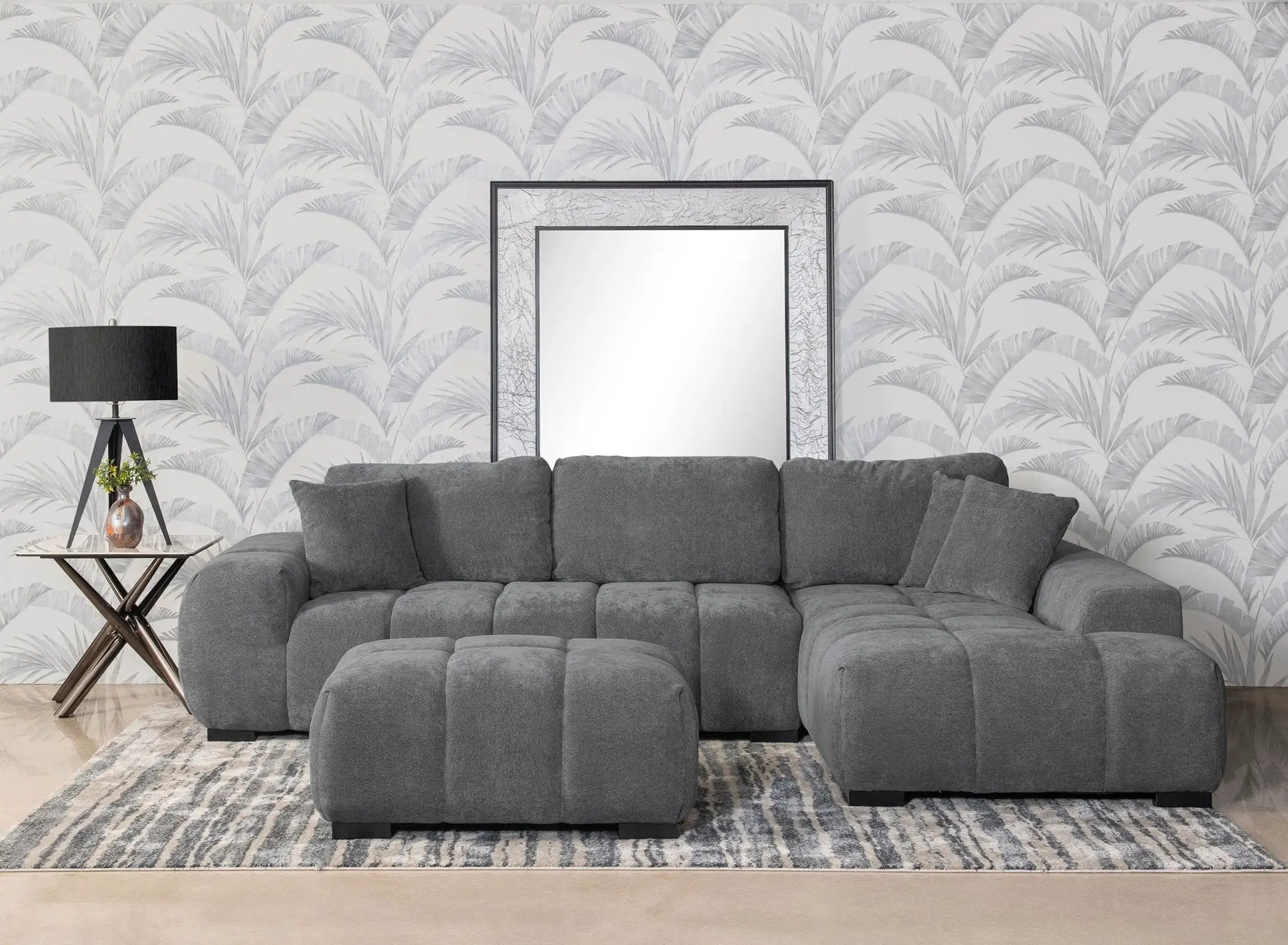 Octavia Upholstered Sectional Chaise Sofa Charcoal Grey by Unique Piece Furniture