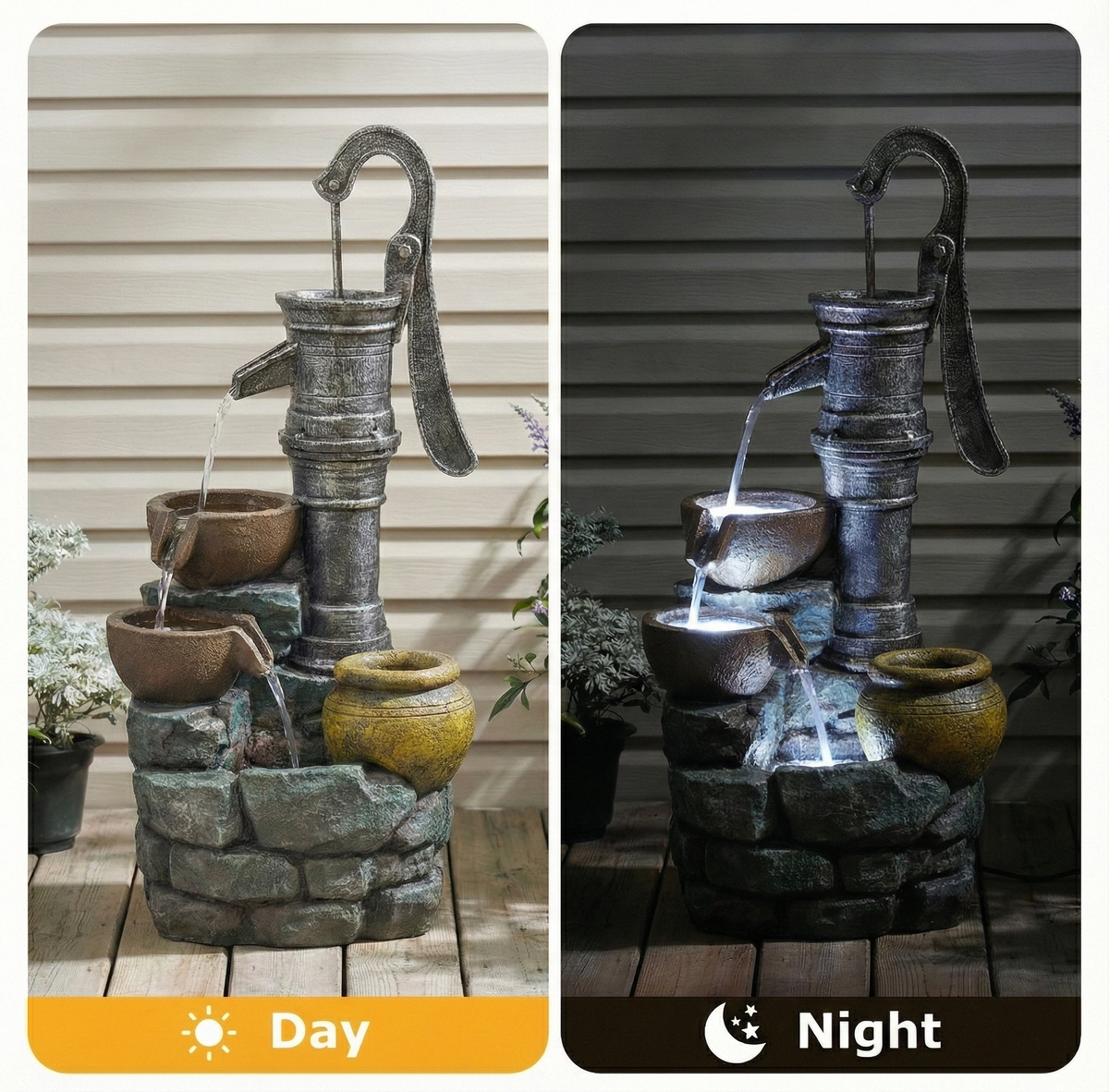 Resin Hand Pump Cascading Outdoor Fountain 32 Inch, photo 4 of 7