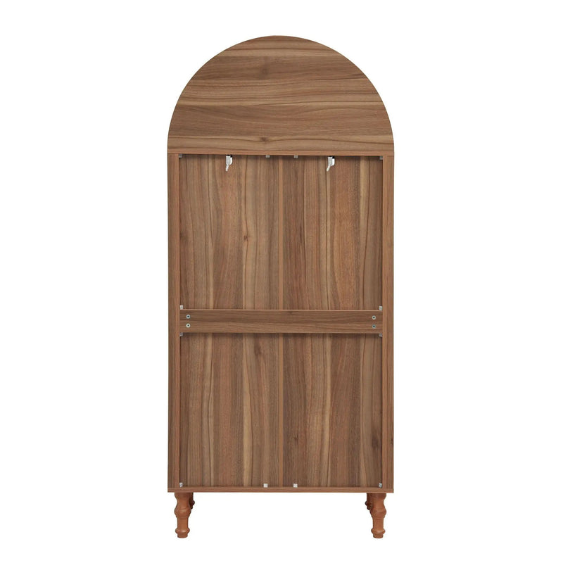 Tall Kitchen Pantry Cabinet With Hollow Carved Doors Adjustable Shelves Versatile Storage Cabinet For Kitchen - Walnut by HouseOfZazla