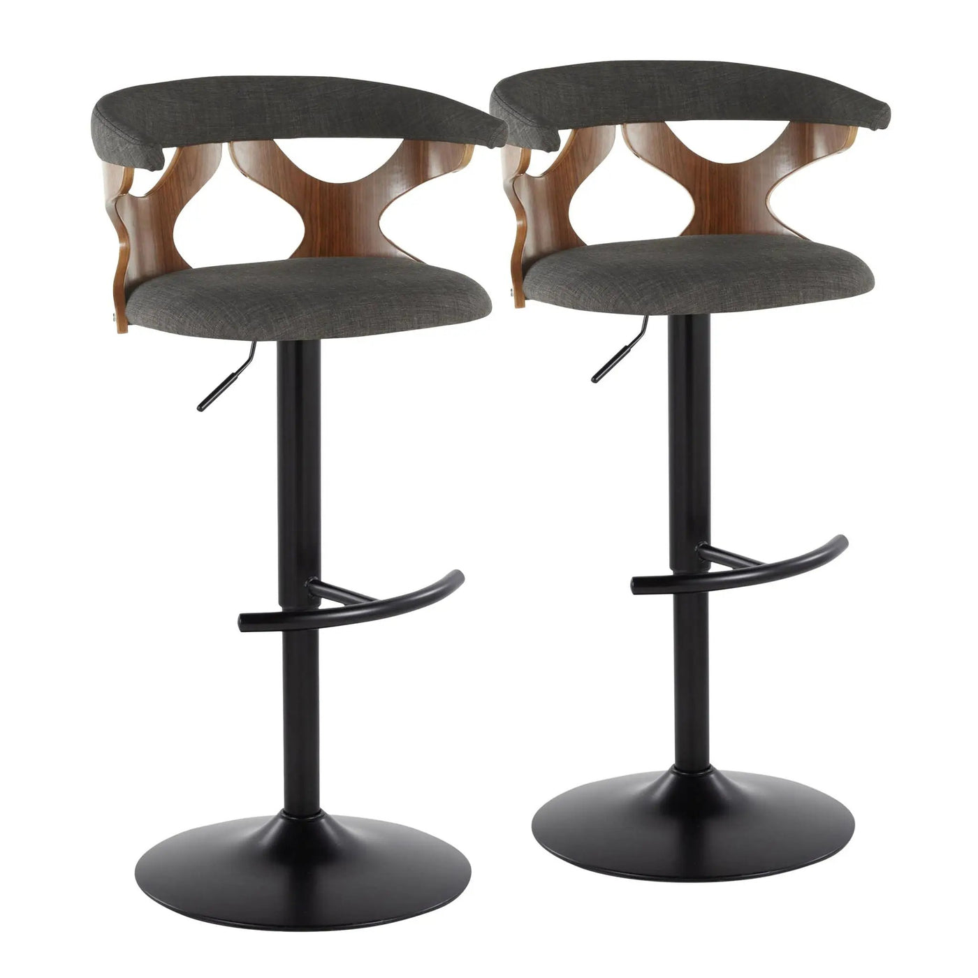 Gardenia - Contemporary Adjustable Barstool, Swivel With Rounded T Footrest (Set of 2) by HouseOfZazla