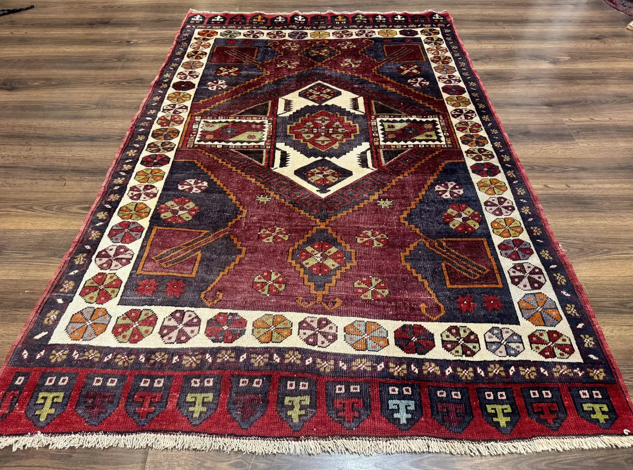 Turkish Kazak Rug 5x7, Geometric by Jewel Rugs