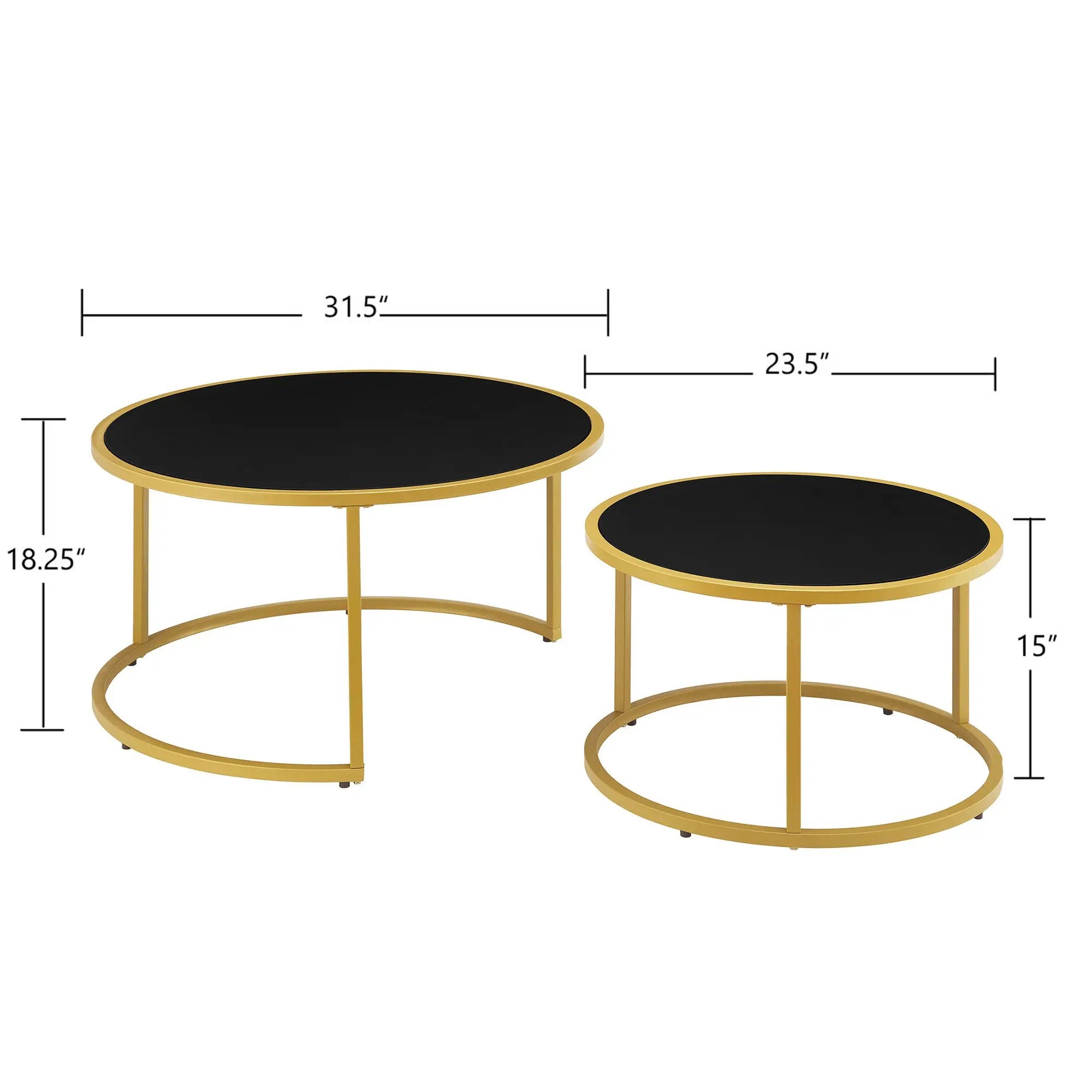 Modern Faux Leather Nesting Round Coffee Table Set of 2 by HouseOfZazla