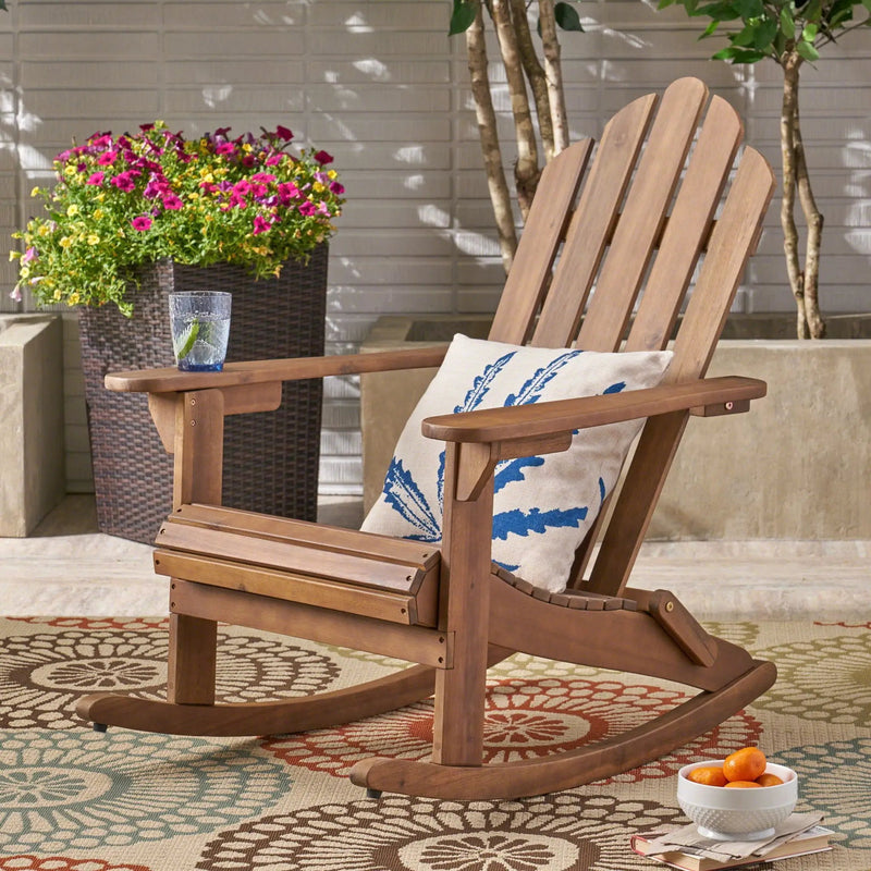 Echoes Outdoor Acacia Wood Adirondack Rocking Chair by HouseOfZazla