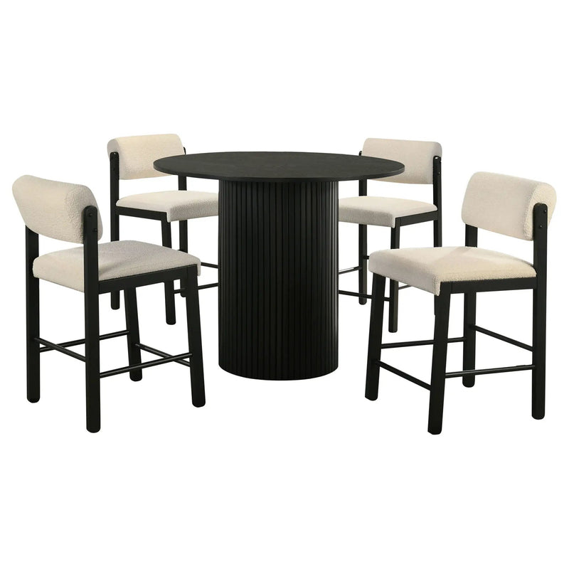Hamlyn 5-piece Round Wood Counter Height Dining Set Cream and Black by Unique Piece Furniture