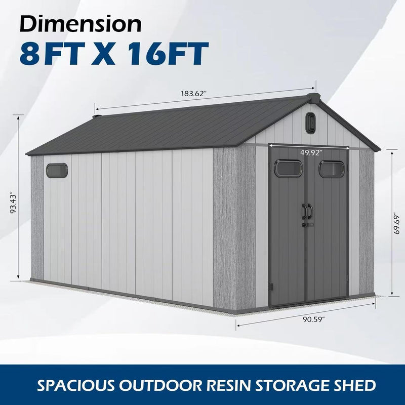 8x16Ft Resin Outdoor Storage Shed with Carpet by HouseOfZazla