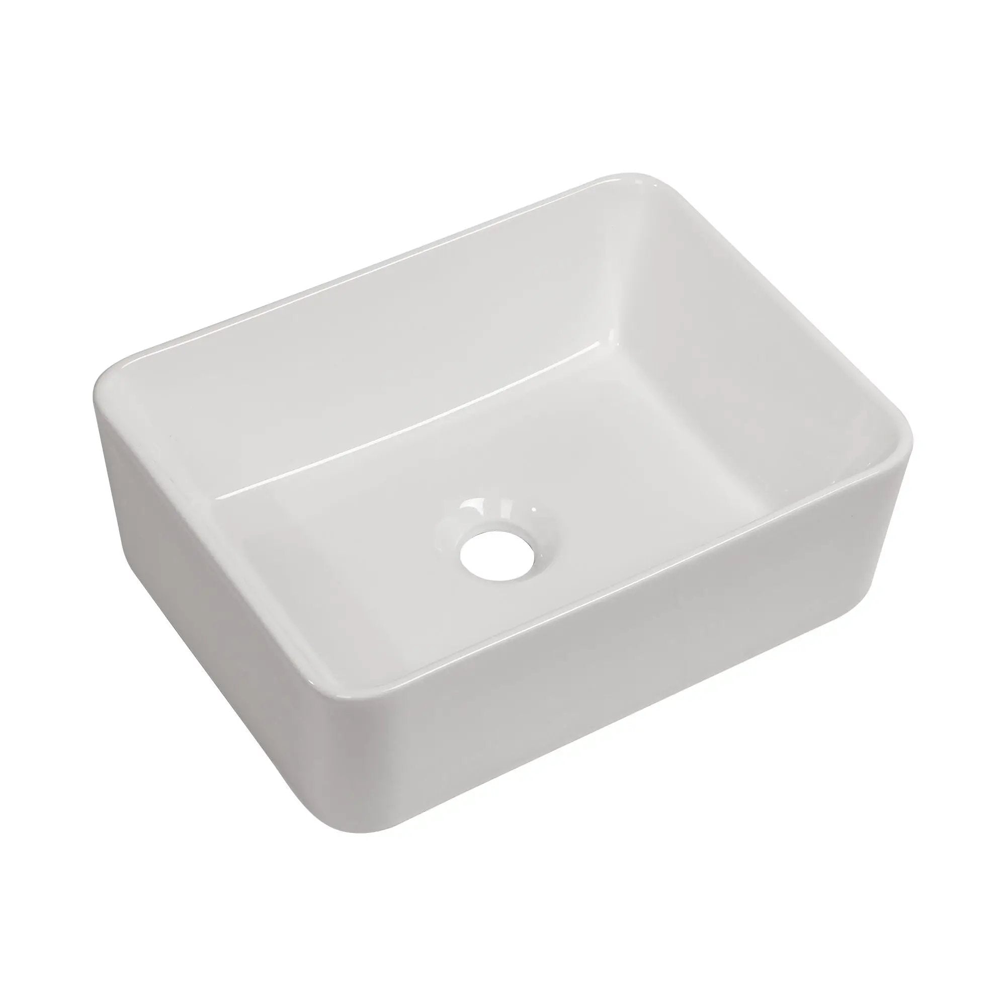 Sleek Ceramic Rectangular Vessel Bathroom Sink by HouseOfZazla
