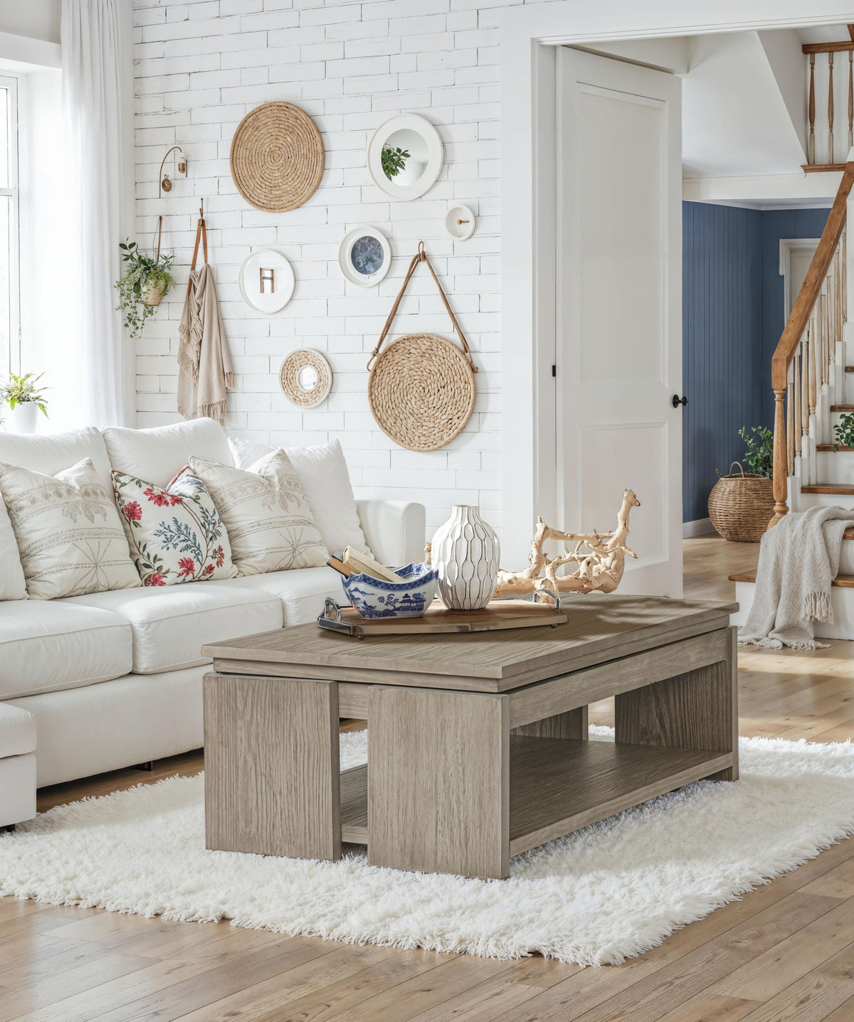 Conrad - Rectangular Lift Top Storage Cocktail Table With Casters - Stone Harbor Gray, photo 2 of 7
