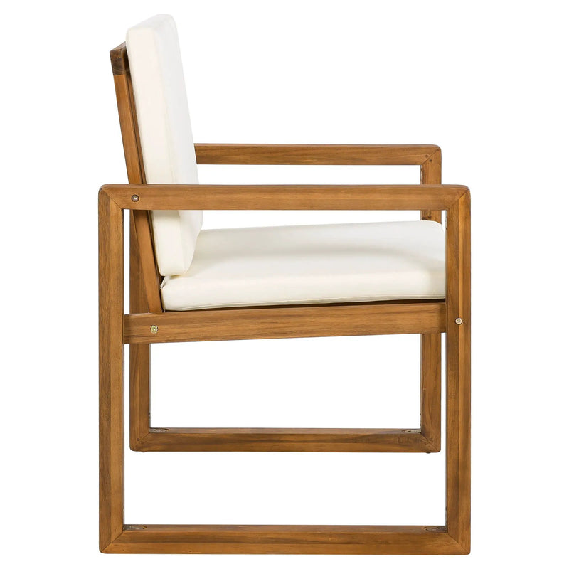 5 Piece Outdoor Patio Dining Set With 4 Armchairs And Table - Beige by HouseOfZazla