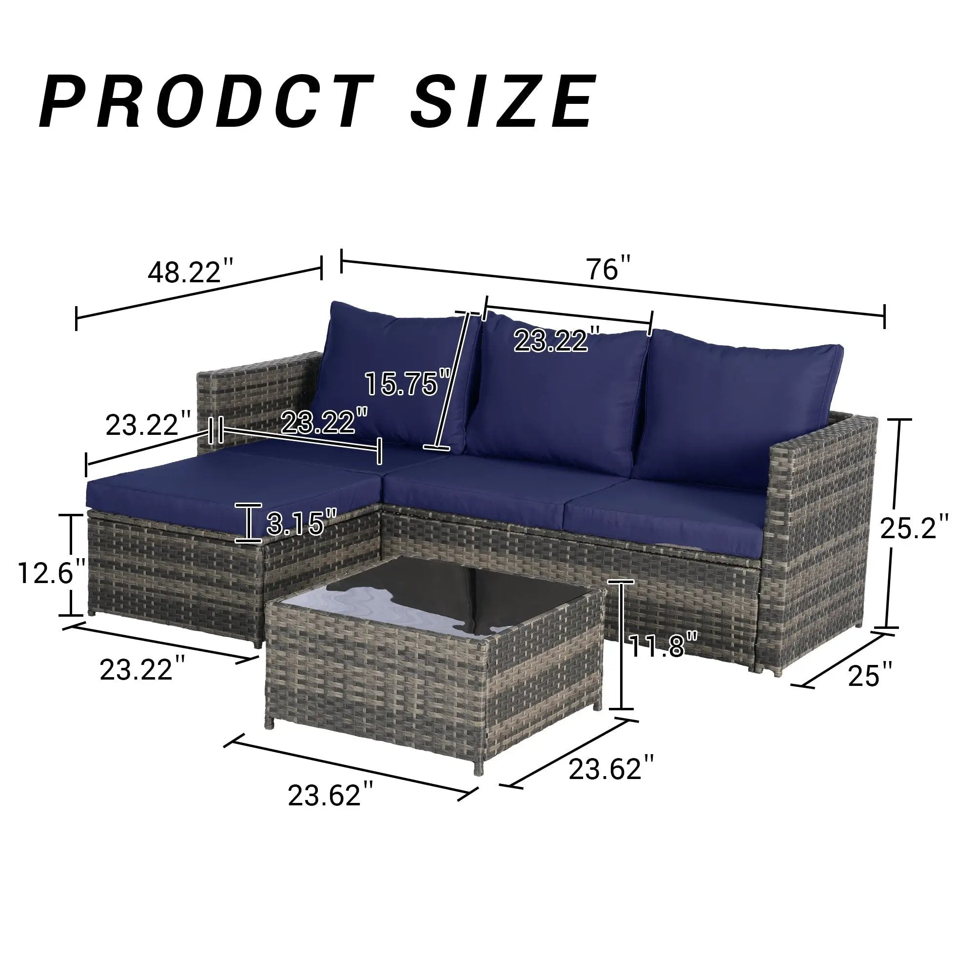 2 Pieces Patio Furniture Set, Outdoor Woven Sectional L-Shaped Patio Furniture by HouseOfZazla