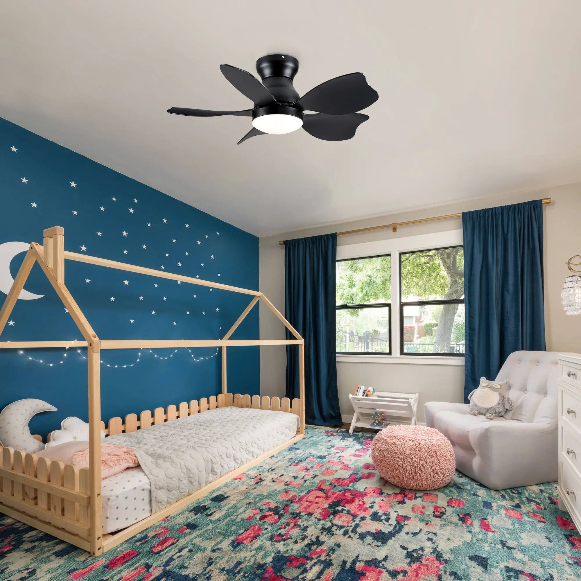 Low Profile Flush Mount Ceiling Fan With Light by HouseOfZazla