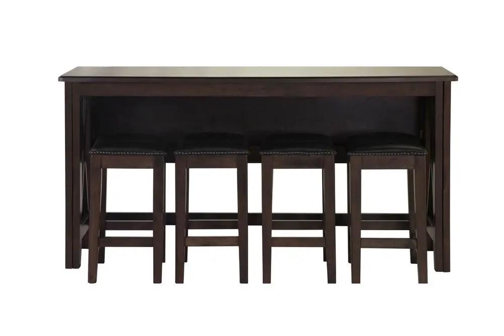 Drop Leaf Table With 4 Stools - Dark Brown by Unique Piece Furniture