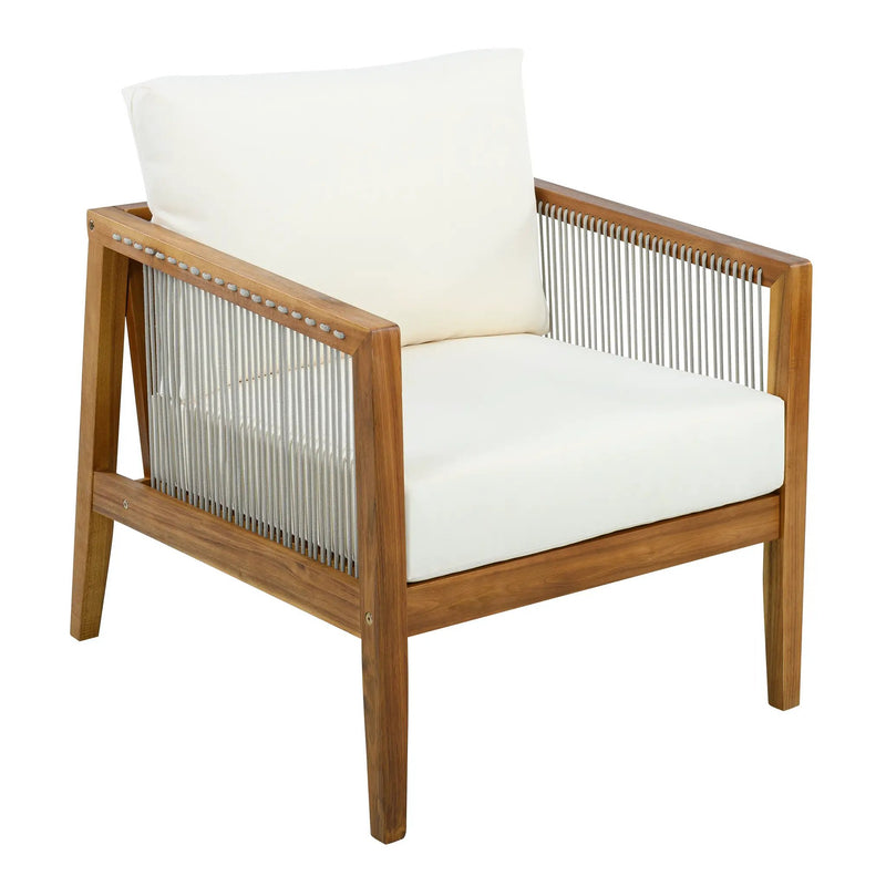 Outdoor Club Chair (Set of 1) - Acacia Wood Frame with Rope Back by HouseOfZazla