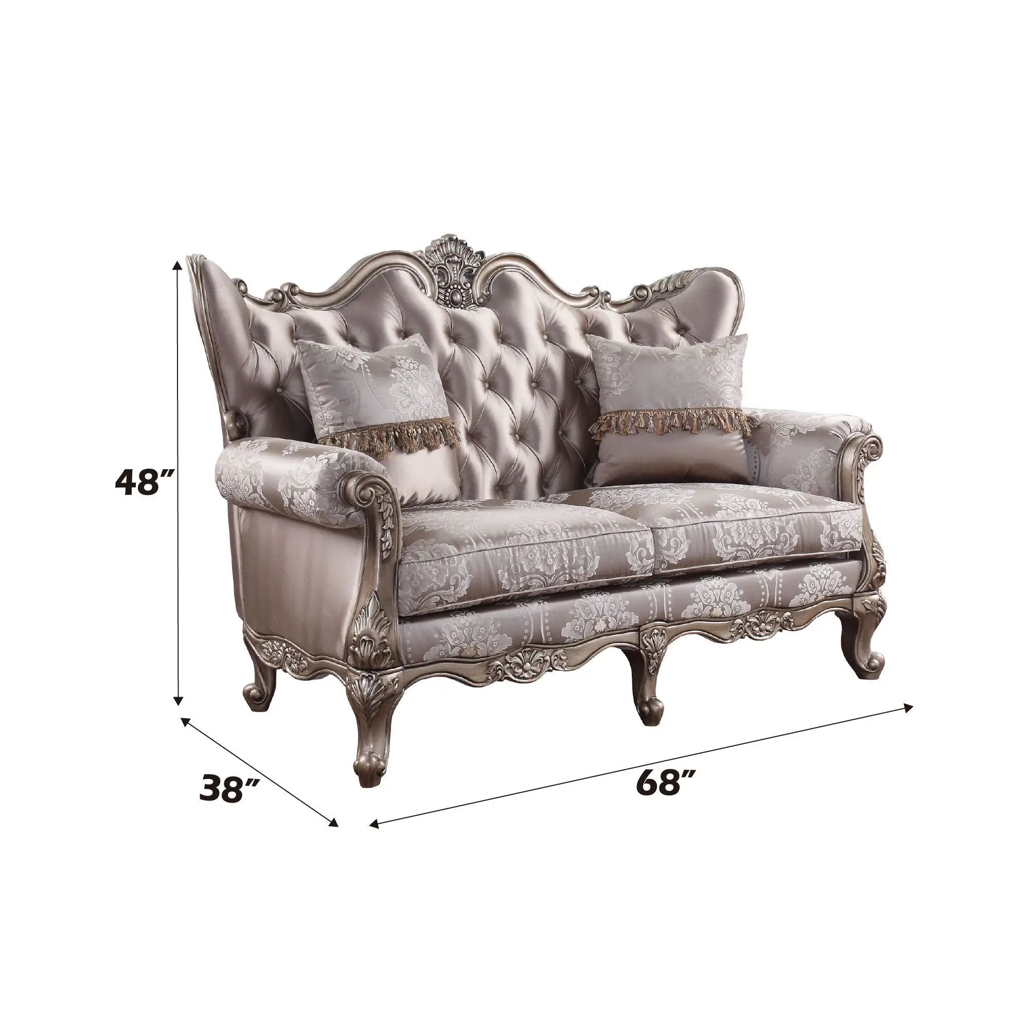 Jayceon - Loveseat With 2 Pillows - Fabric & Champagne by Unique Piece Furniture
