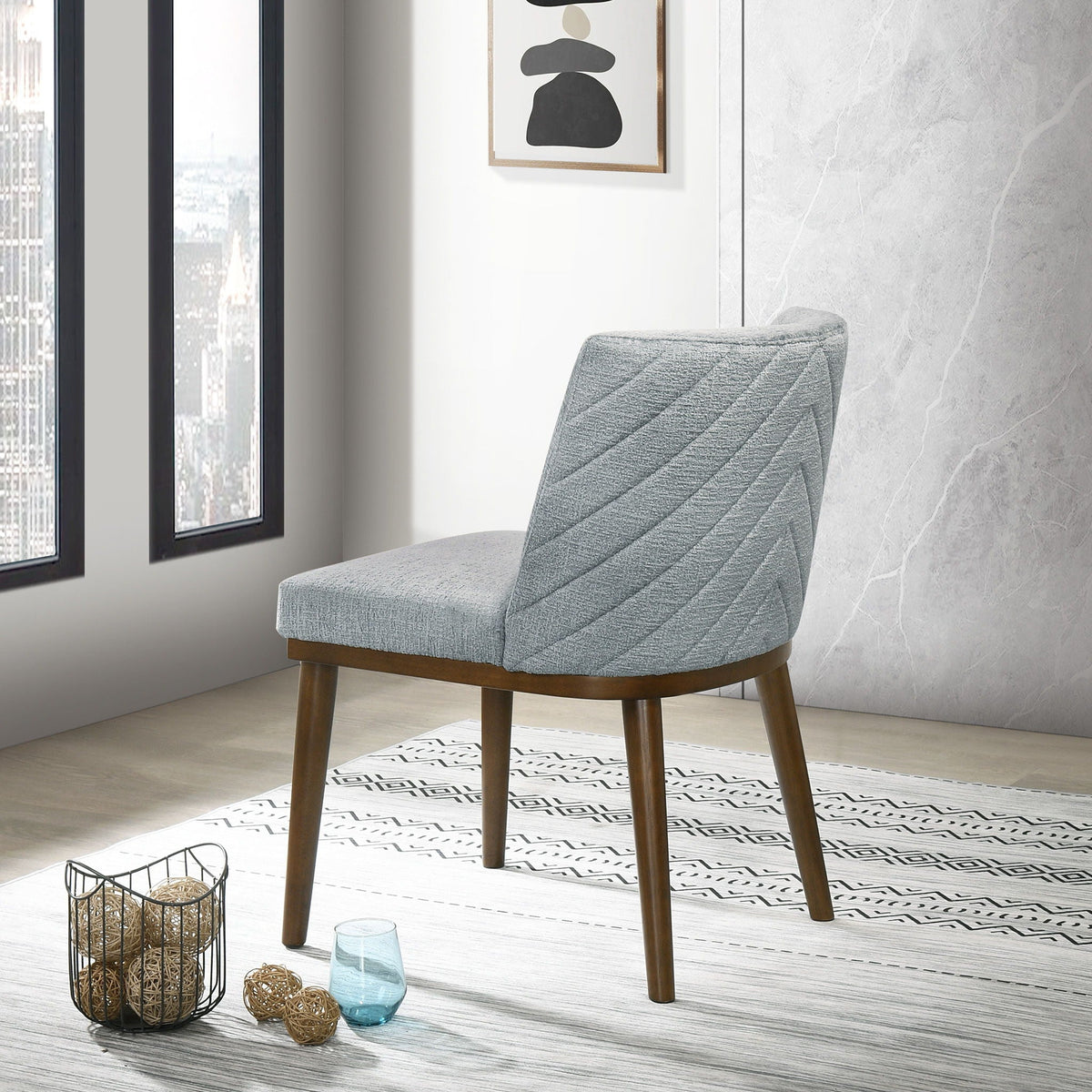 Mid-Century Dining Chair Set of 2 with Solid Wood Frame - Dark Gray or White, photo 3 of 10