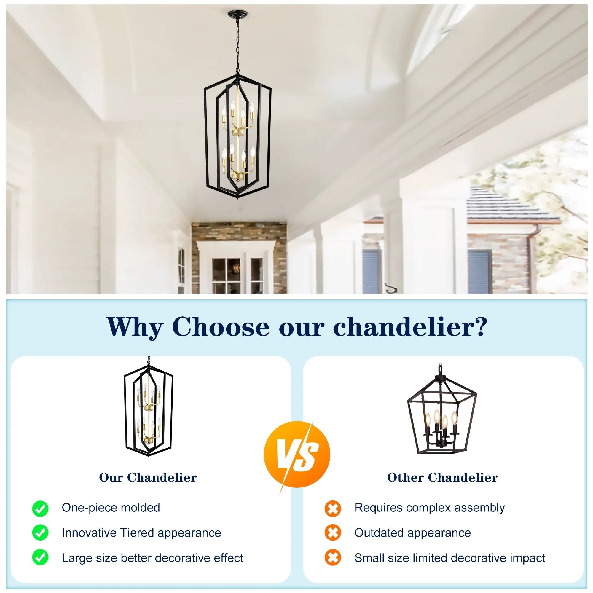 8-Light Lantern Tired Farmhouse Ceiling Hanging Light by HouseOfZazla