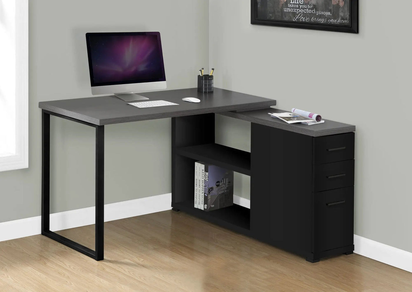 L-Shape Computer Desk with Storage Drawers by HouseOfZazla