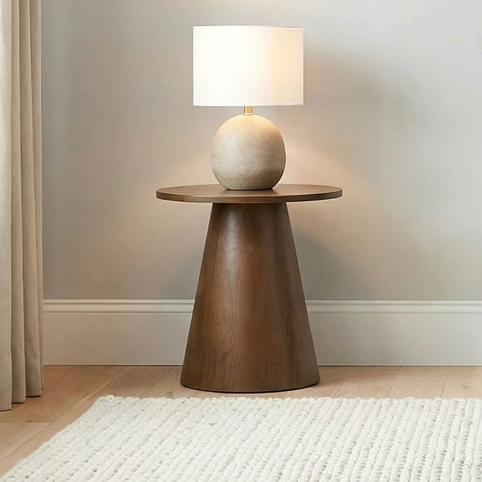 Franklin Round Wood Pedestal Side End Table Dark Brown by Unique Piece Furniture