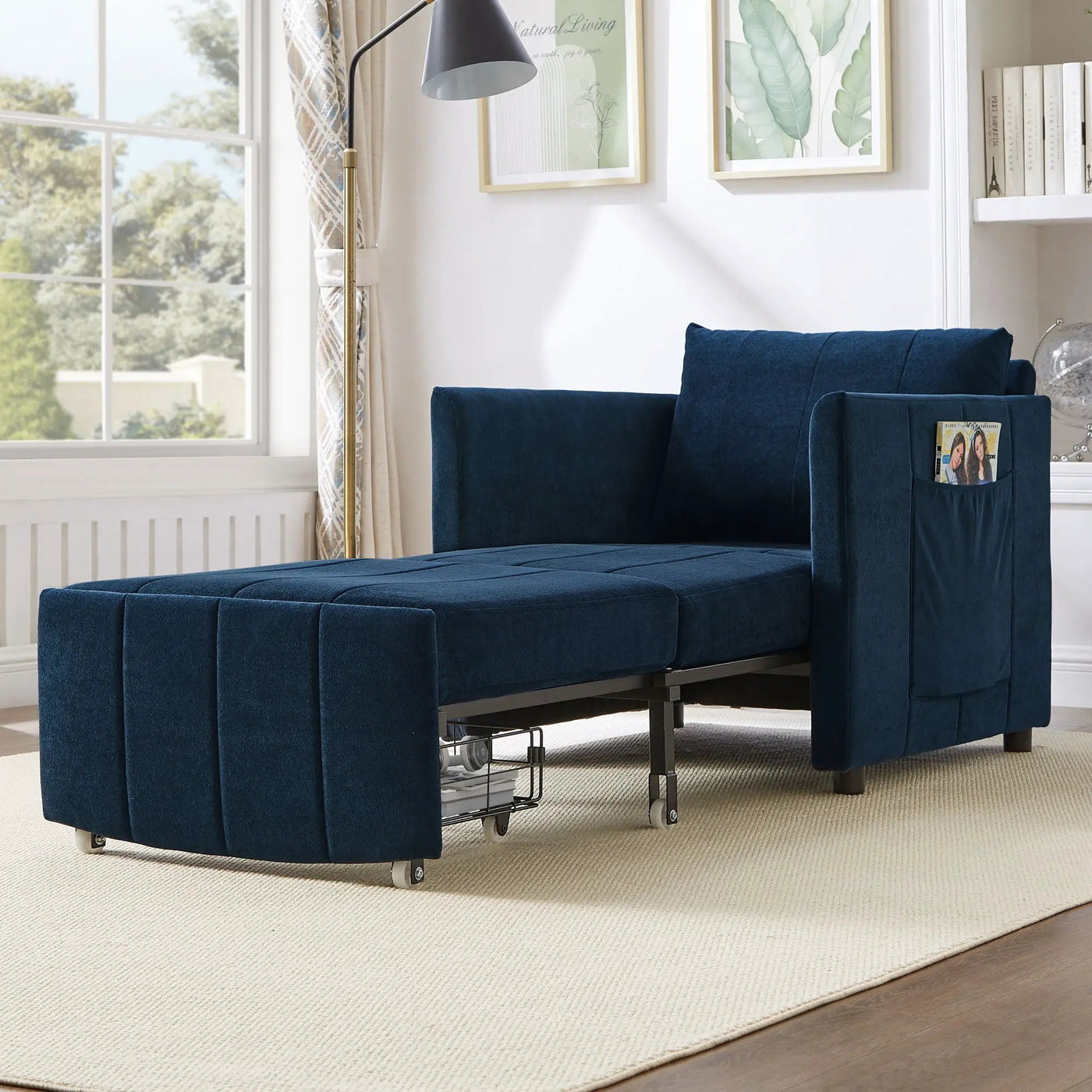 Upholstered Convertible Sleeper Sofa With 5 Position Backrest, Side Pockets, Storage by HouseOfZazla