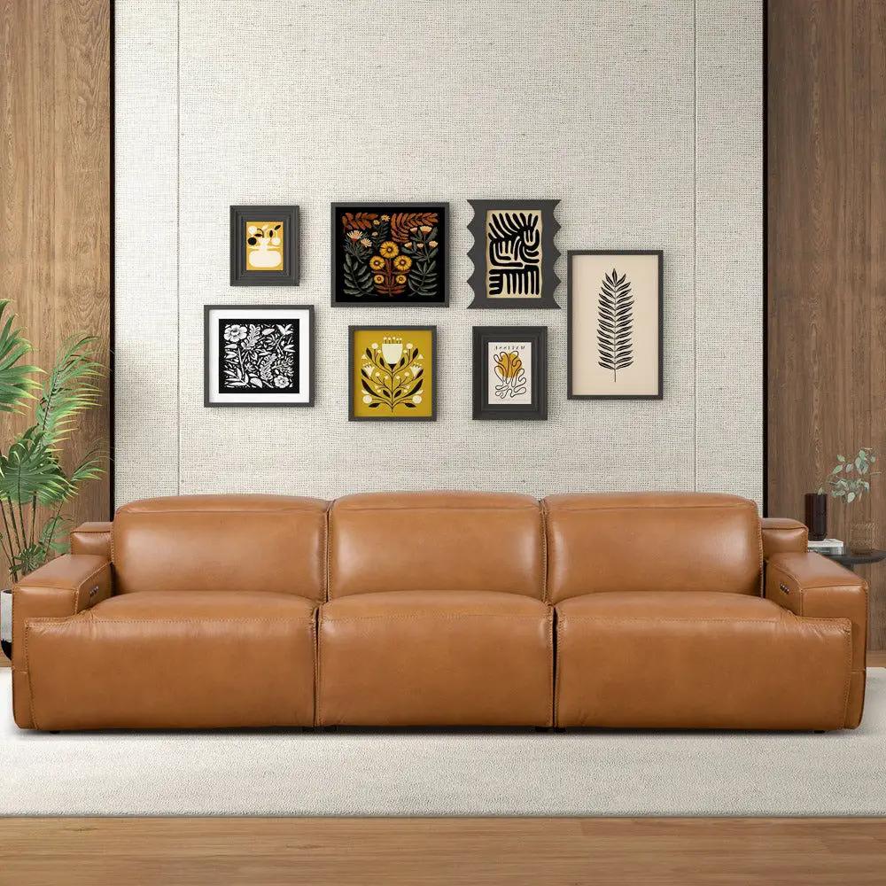 Urbana - Triple Power Recliner Sofa - Tan by HouseOfZazla