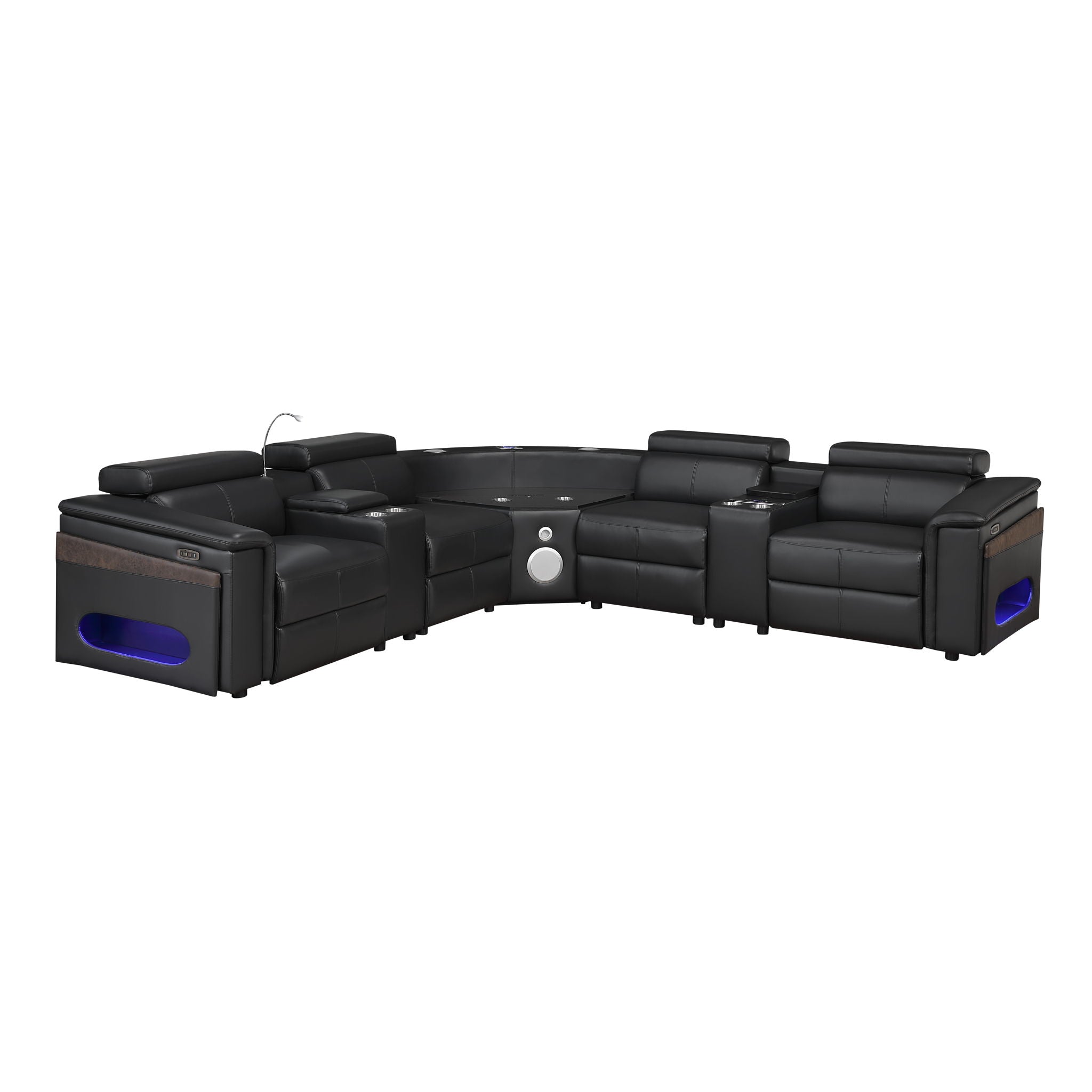 Nova - Sectional With Bluetooth Speaker, LED And Lifting Wine Cabinet by HouseOfZazla