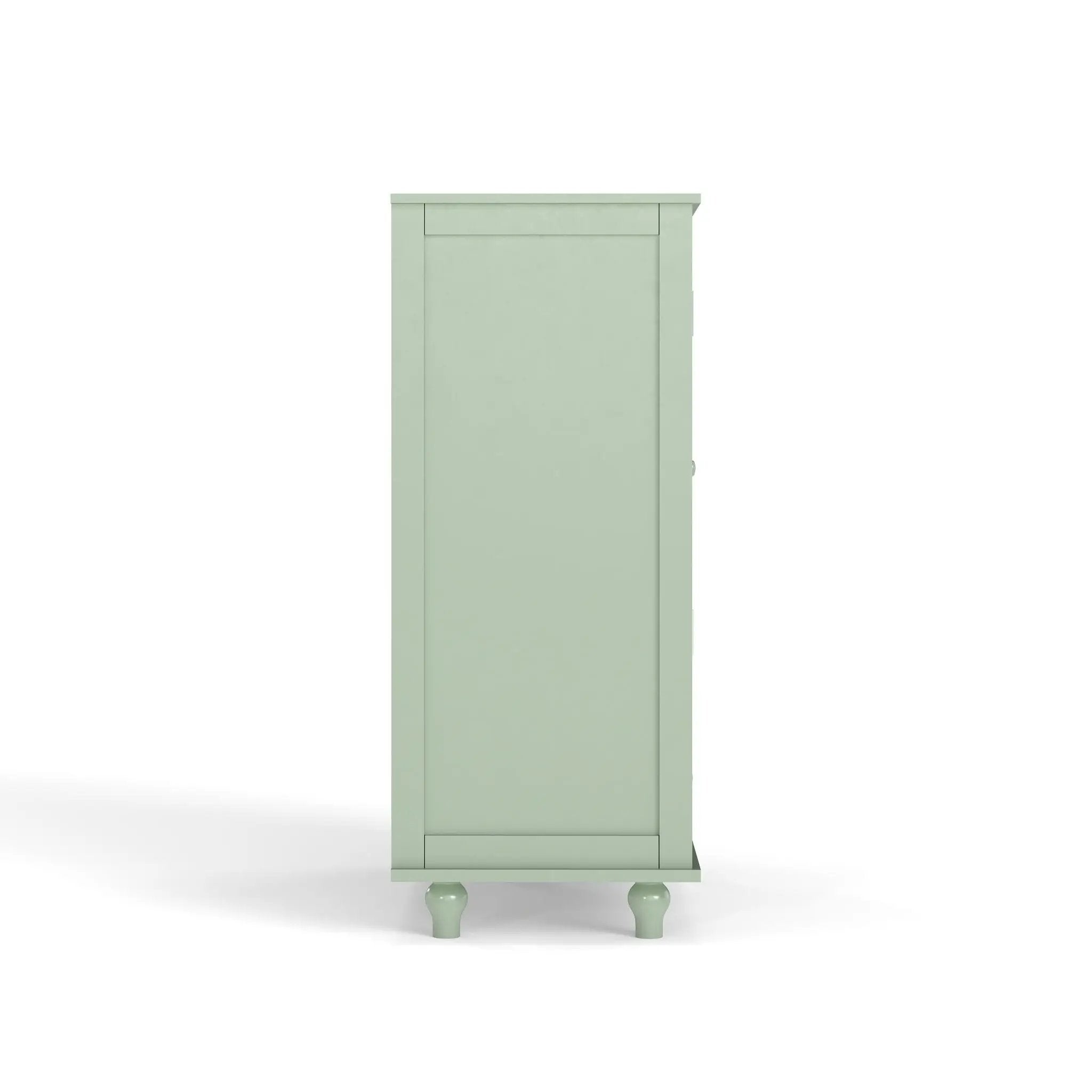 Minimalist Buffet Cabinet With Double Glass Doors And Drawer
