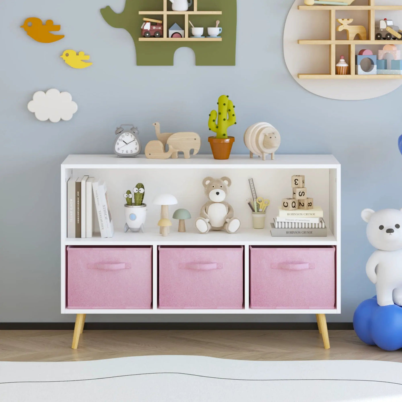 Bookcase With Collapsible Drawers, Book Display Organizer by Unique Piece Furniture
